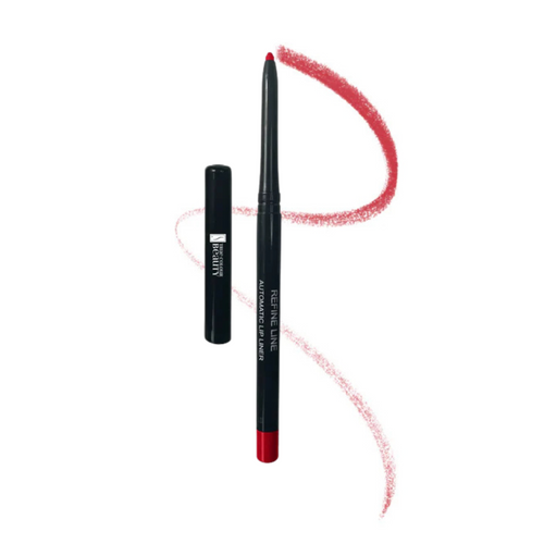Automatic Refine Lip Liner - Scarlet, a retractable lip liner for precise application, shown in close-up with a focus on its sleek design and creamy texture.