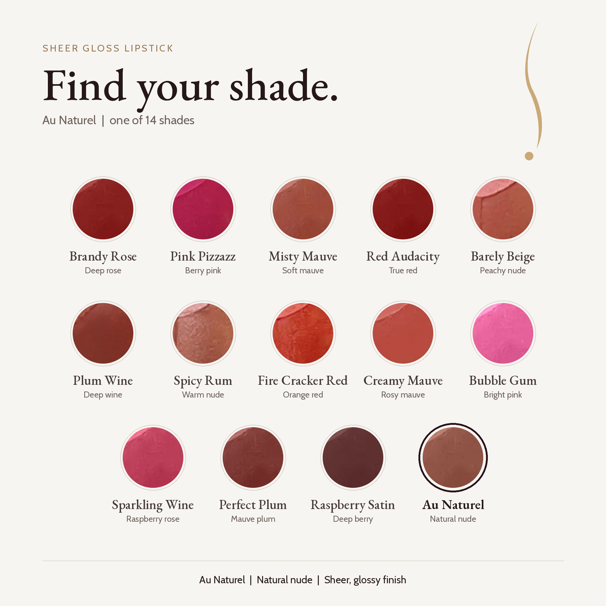 Sheer Gloss Lipstick - Au Naturel shade card