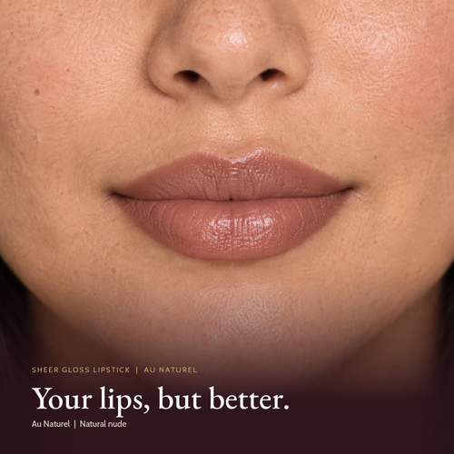 Model wearing Sheer Gloss Lipstick - Au Naturel