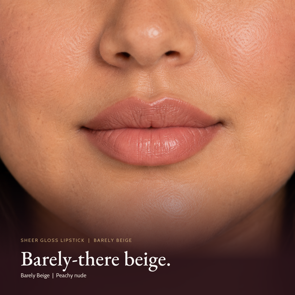 Model wearing Sheer Gloss Lipstick - Barely Beige