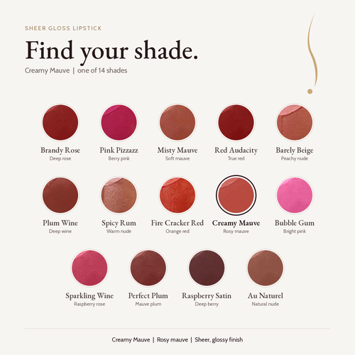 Sheer Gloss Lipstick - Creamy Mauve shade card