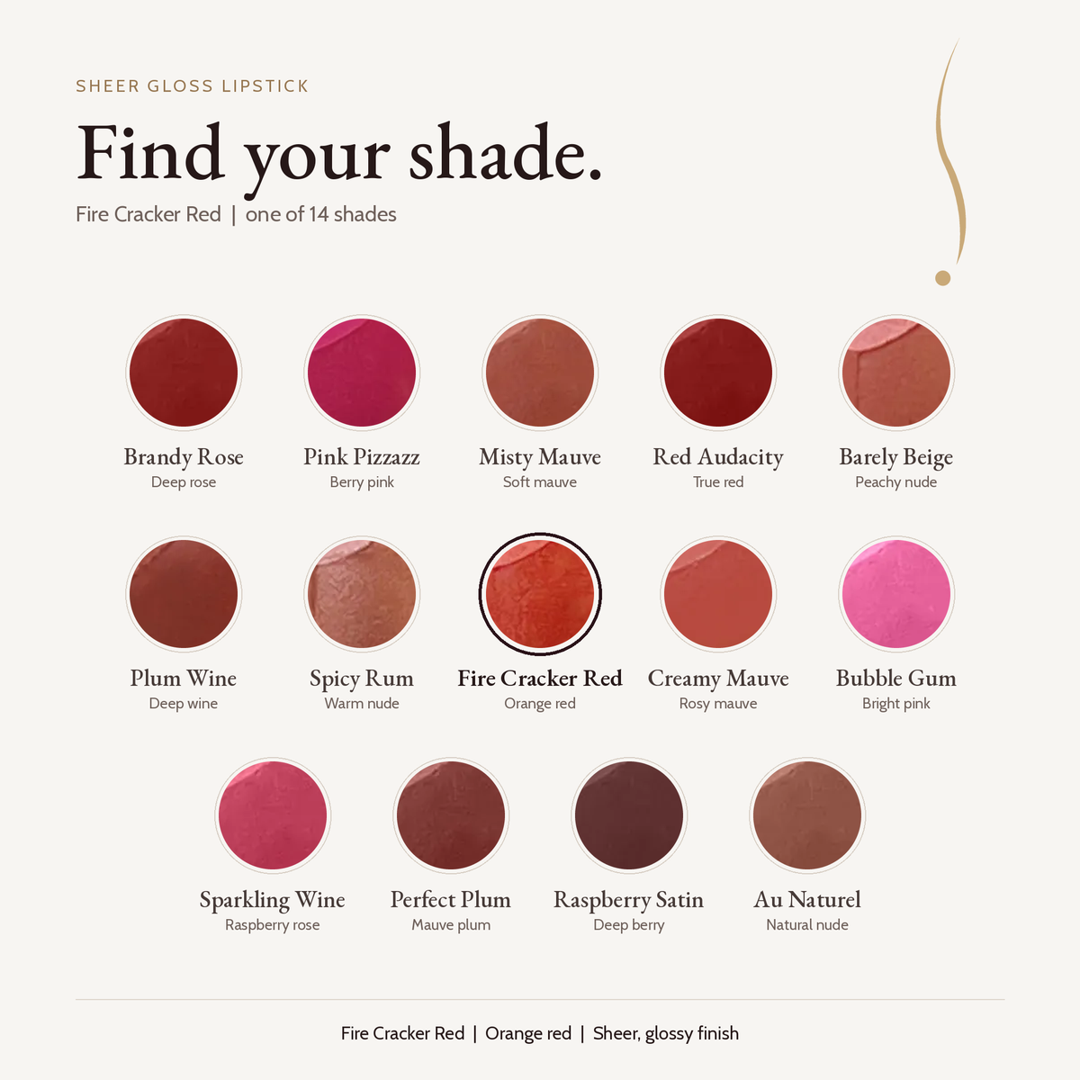 Sheer Gloss Lipstick - Fire Cracker Red shade card