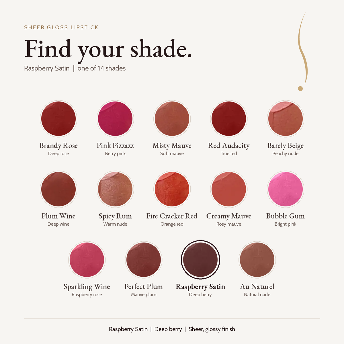 Sheer Gloss Lipstick - Raspberry Satin shade card