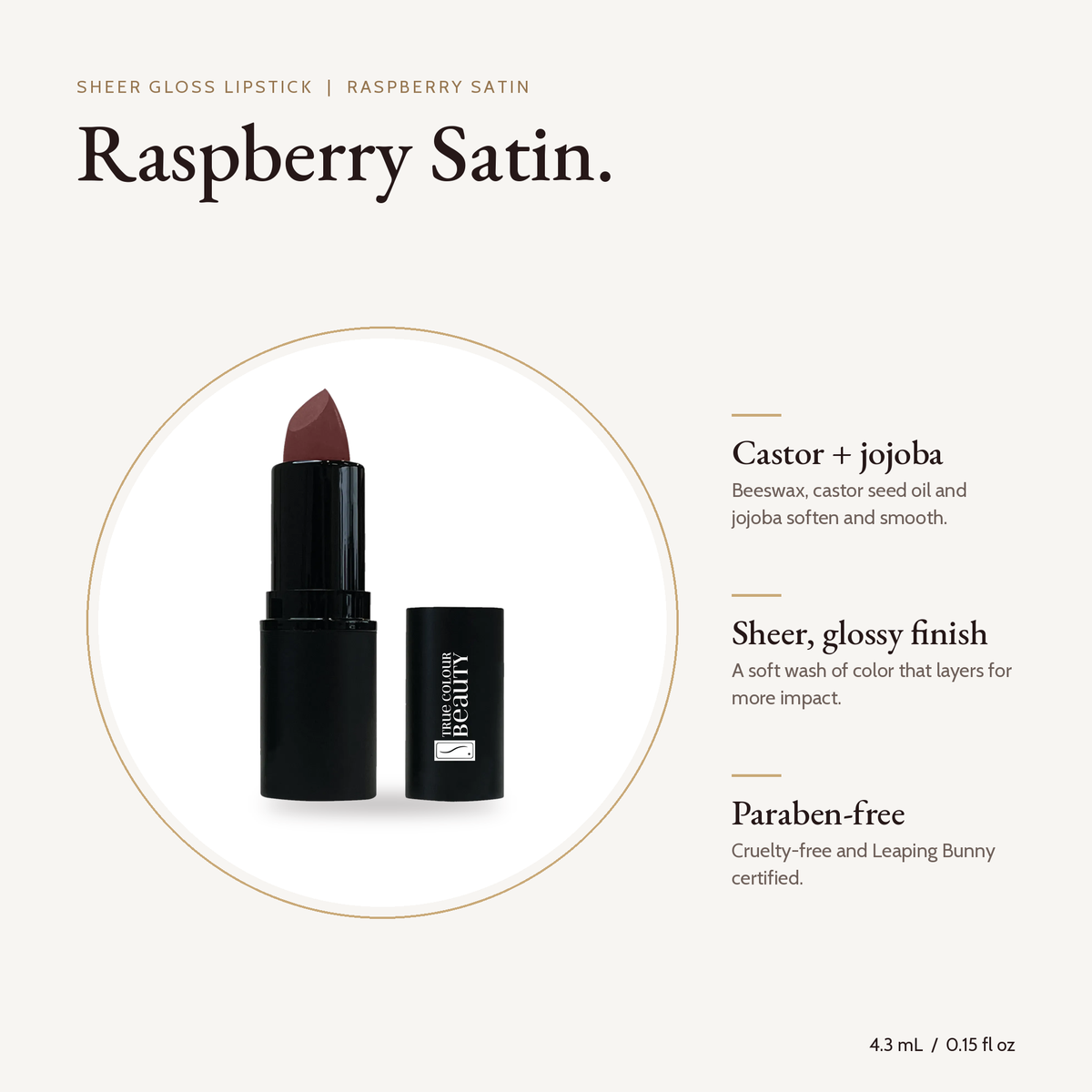Sheer Gloss Lipstick - Raspberry Satin product details and size