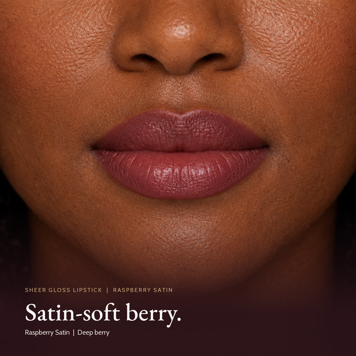 Model wearing Sheer Gloss Lipstick - Raspberry Satin