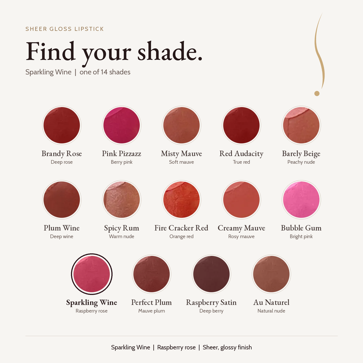 Sheer Gloss Lipstick - Sparkling Wine shade card