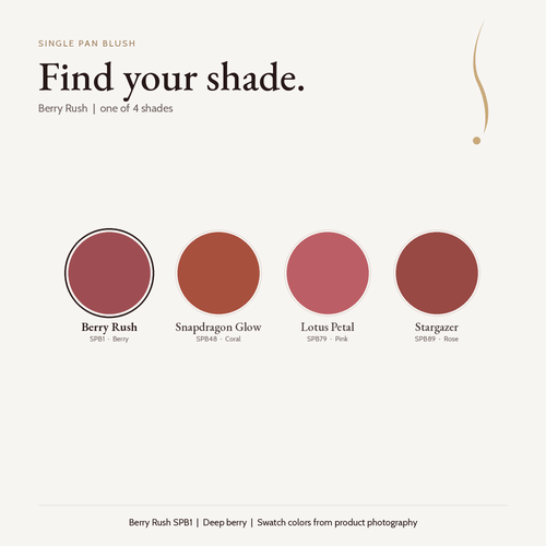 Single Pan Blush shade chart with Berry Rush selected