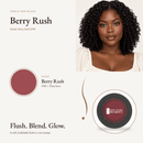 Single Pan Blush Berry Rush shade swatch with model