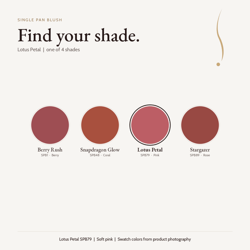 Single Pan Blush shade chart with Lotus Petal selected