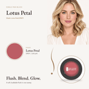 Single Pan Blush Lotus Petal shade swatch with model