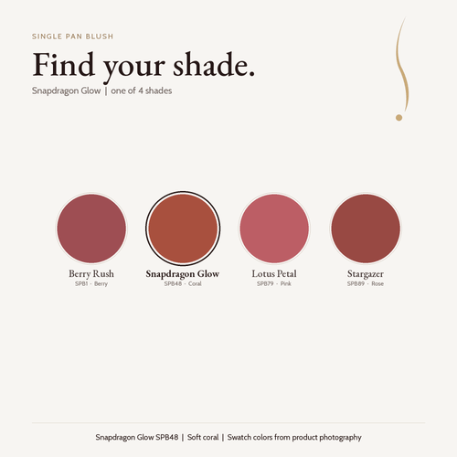Single Pan Blush shade chart with Snapdragon Glow selected