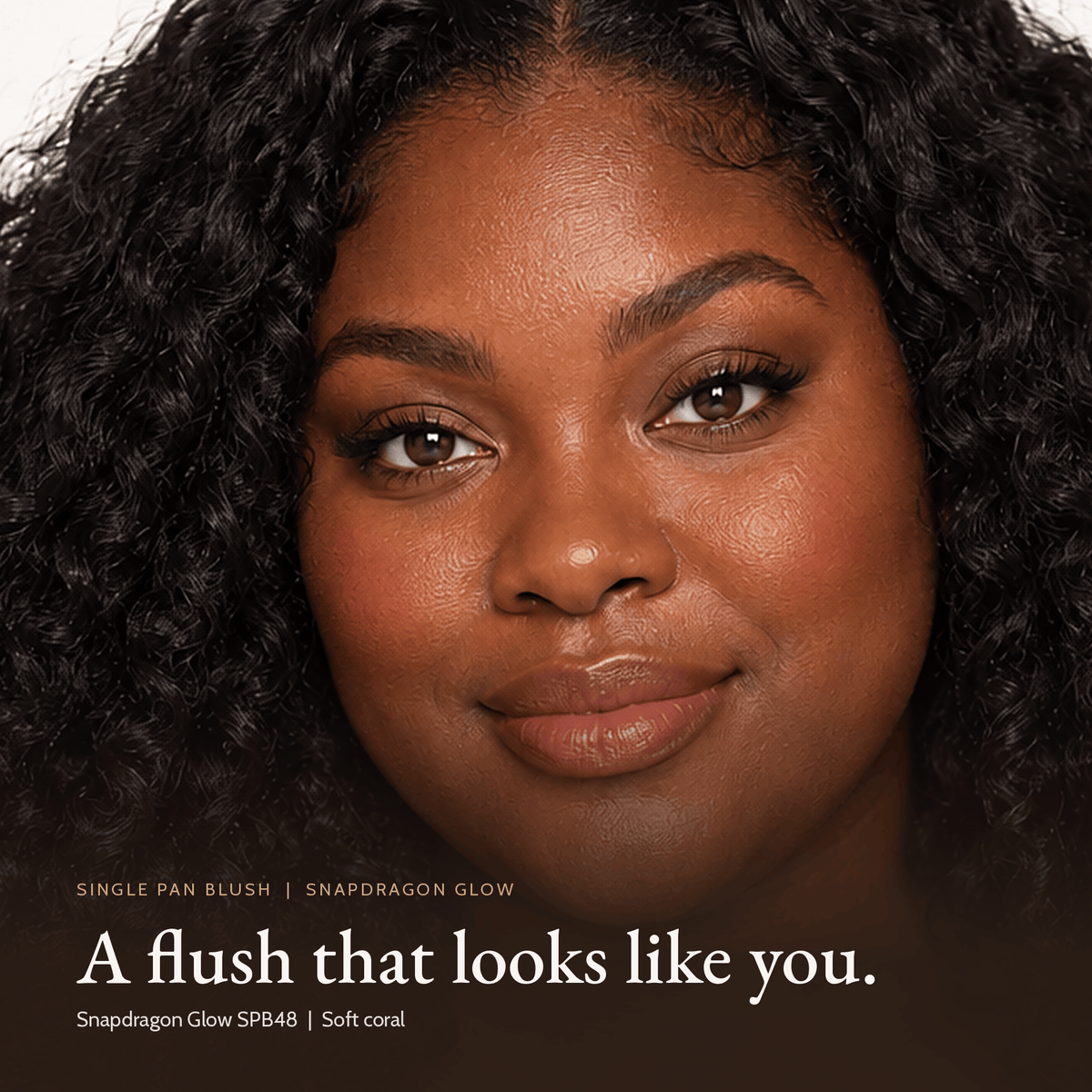 Close-up of model for Single Pan Blush in Snapdragon Glow