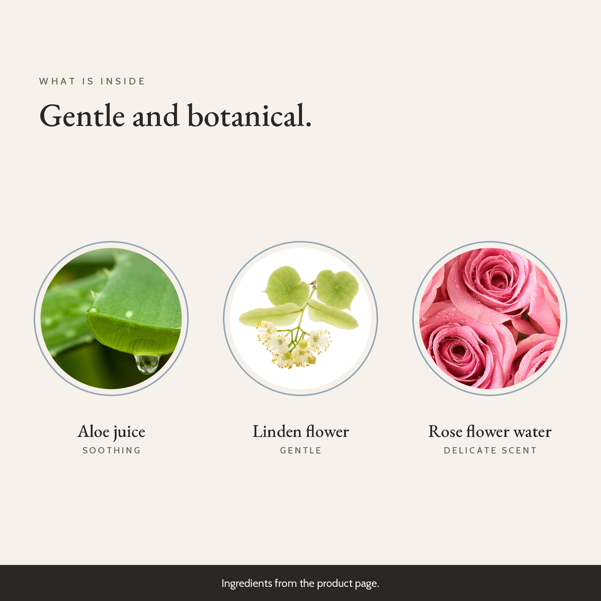 Ingredients in Soft Start Baby Shampoo: aloe juice, linden flower and rose flower water