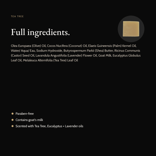 Tea Tree Natural Soap full ingredient list