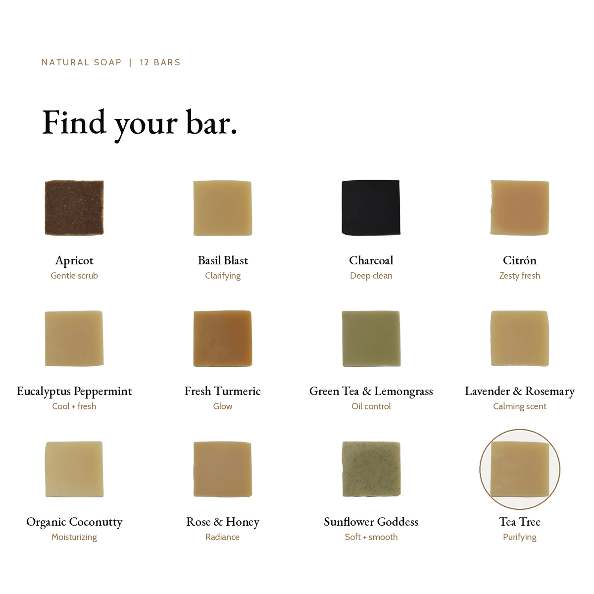 True Colour Beauty natural soap collection with Tea Tree selected