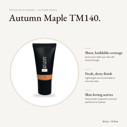 Tinted Moisturizer Autumn Maple TM140 tube, 30 mL, with key benefits
