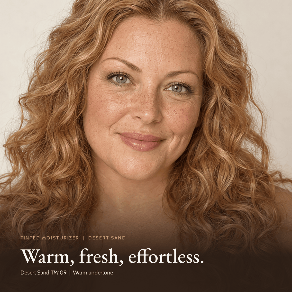 Close-up of model wearing Tinted Moisturizer in Desert Sand