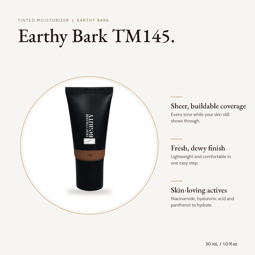 Tinted Moisturizer Earthy Bark TM145 tube, 30 mL, with key benefits