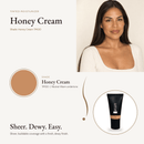 Tinted Moisturizer Honey Cream TM120 shade swatch with model