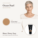 Tinted Moisturizer Ocean Pearl TM104 shade swatch with model