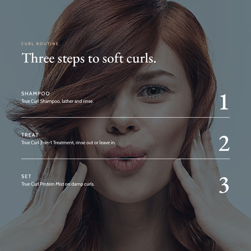Hair routine with True Curl Protein Mist