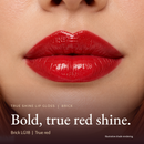 Model wearing True Shine Lip Gloss, Brick LG18