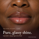 Model wearing True Shine Lip Gloss, Clear LG01
