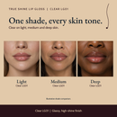 True Shine Lip Gloss, Clear LG01 shade comparison