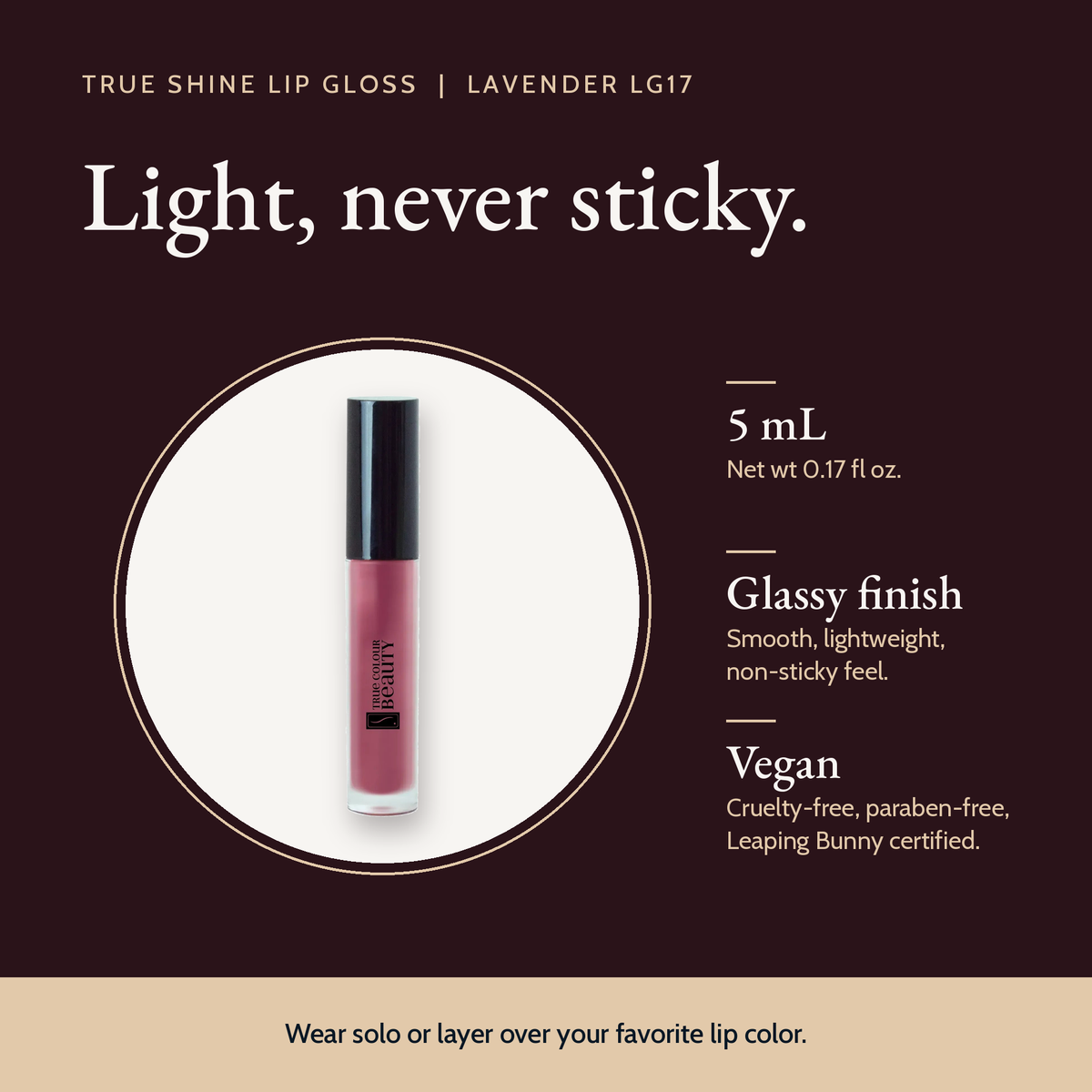 True Shine Lip Gloss, Lavender LG17 product details and size
