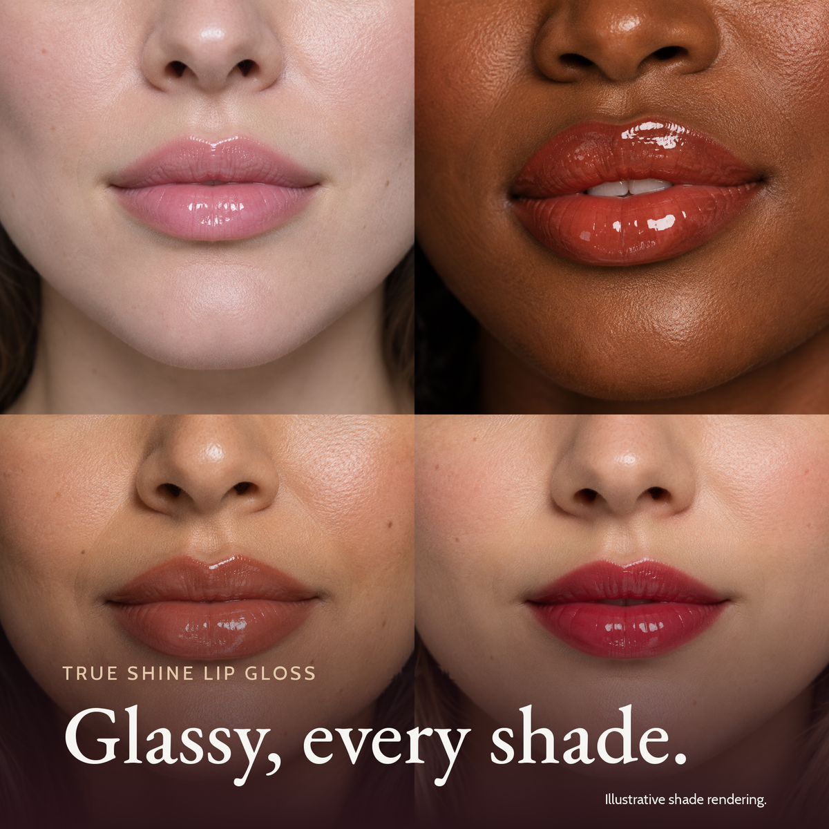 True Shine Lip Gloss on four lips