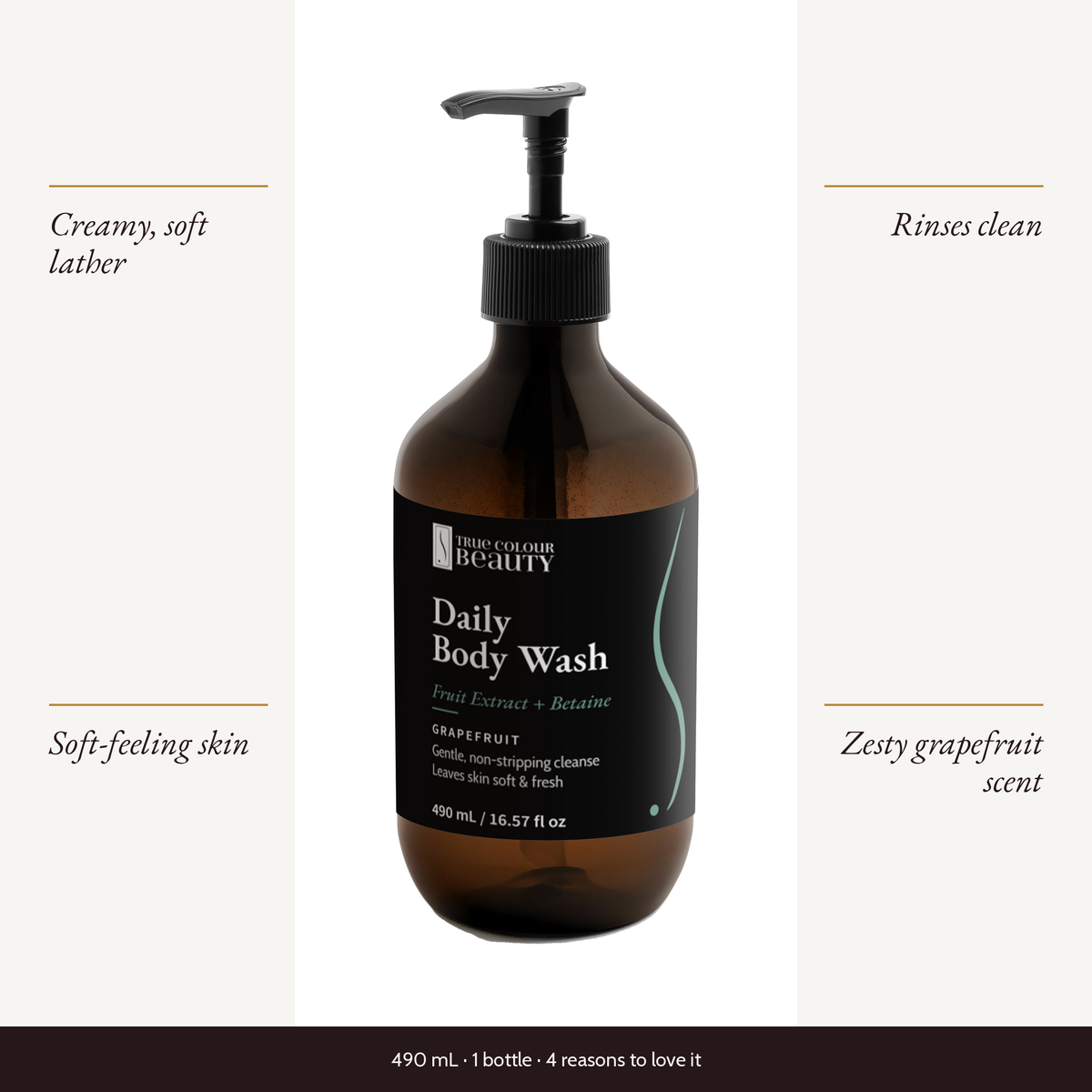 Daily Body Wash Grapefruit bottle with four benefits