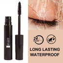 Mascara with 'Long Lasting Waterproof' text and product image on a beige background