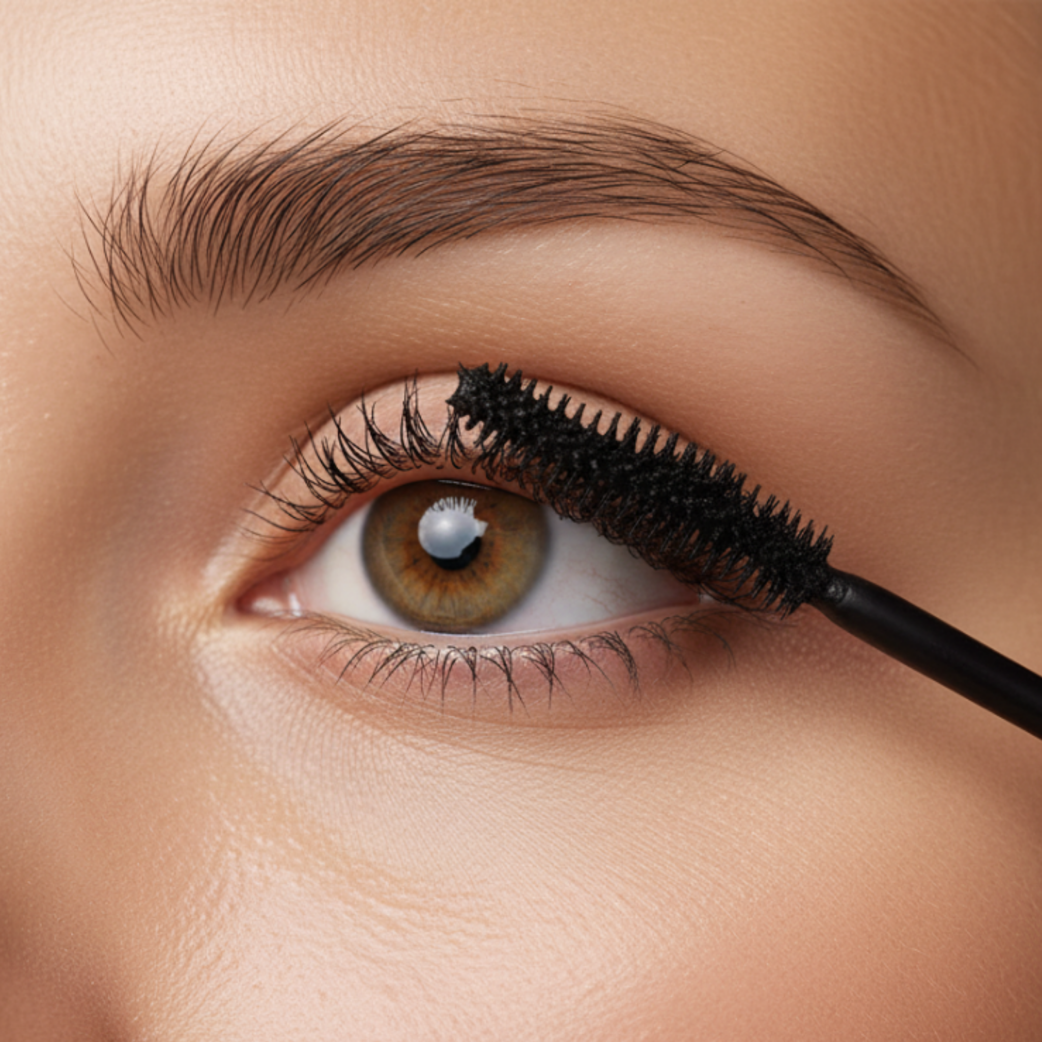 Close-up of an eye with mascara being applied
