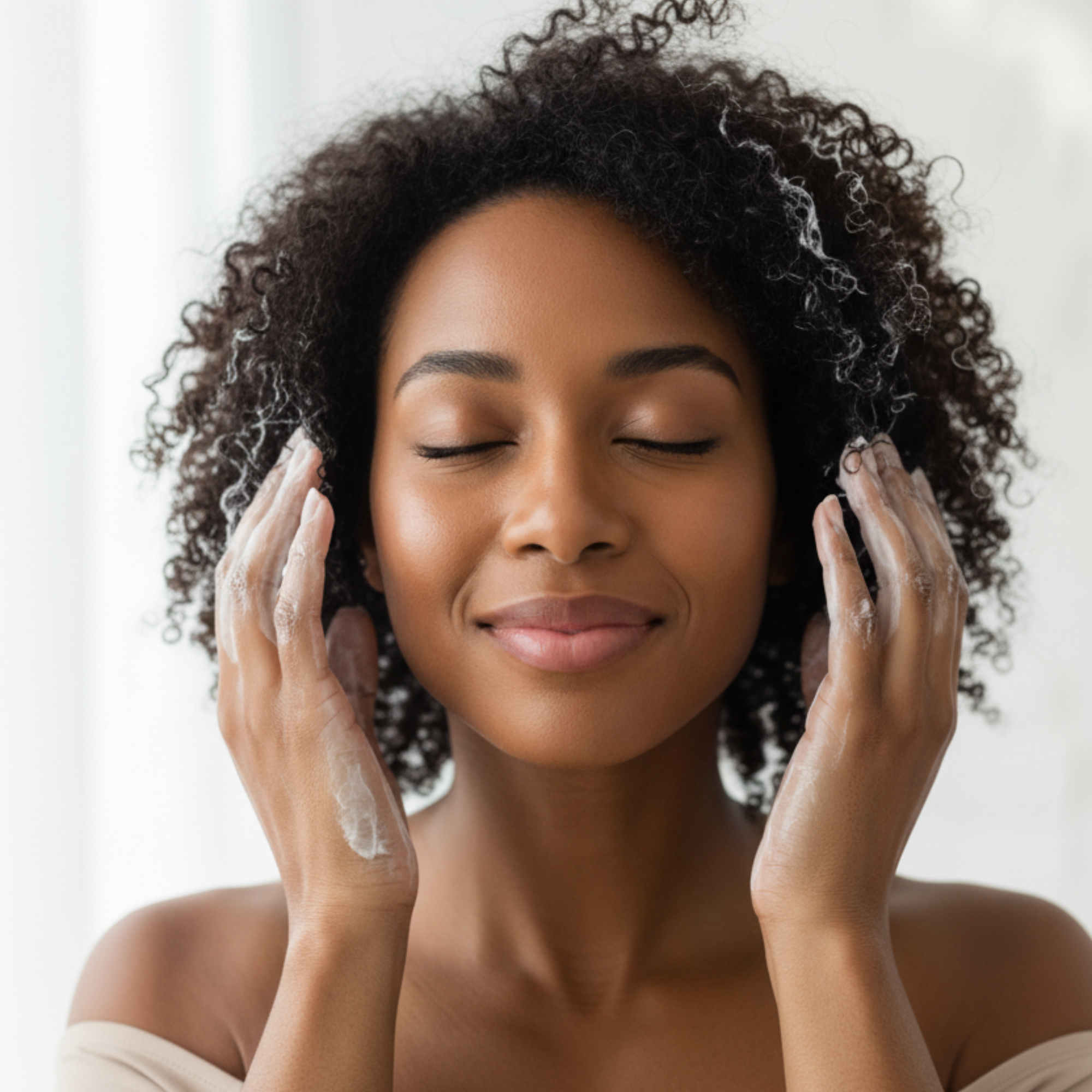 Woman applying conditioner