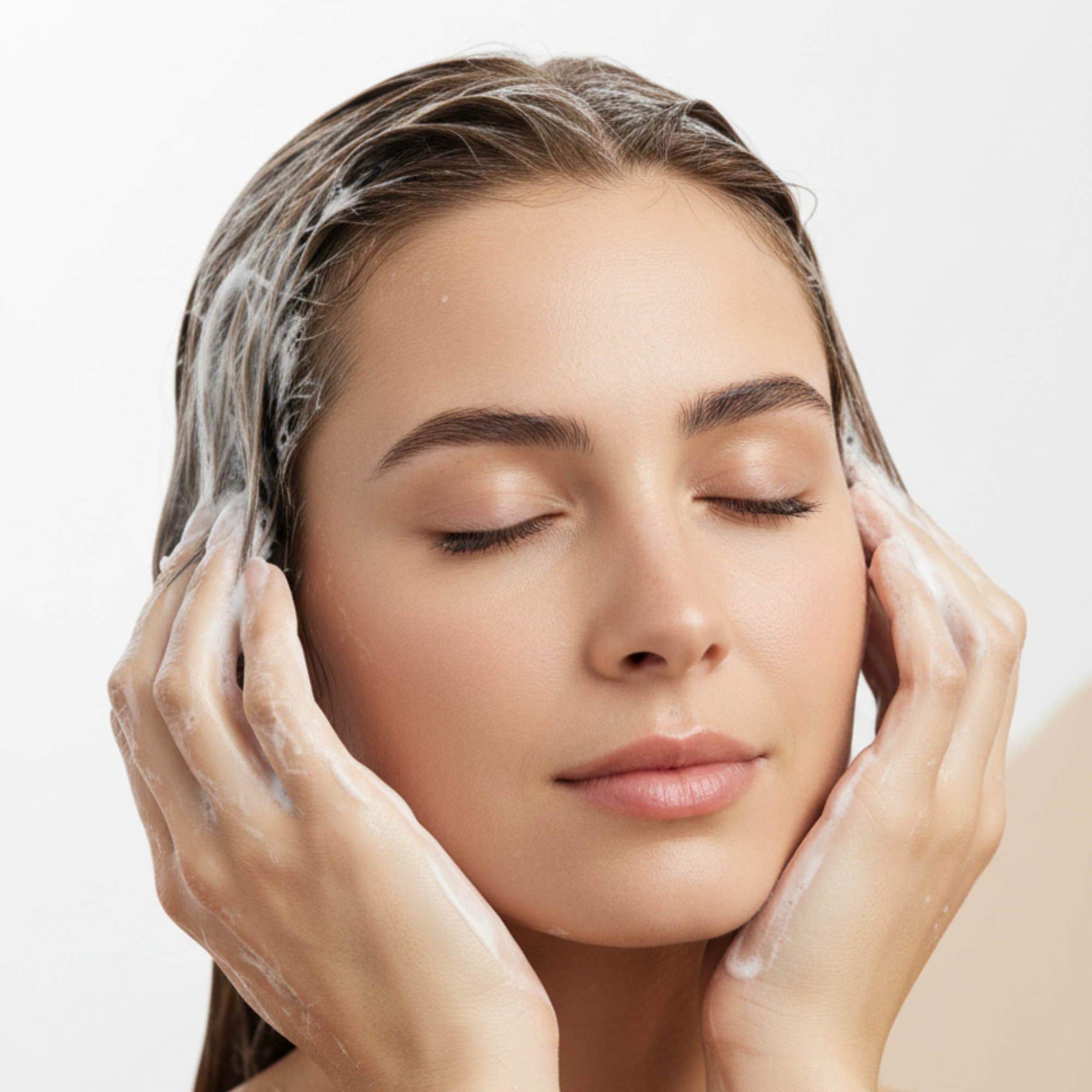 Woman conditioning her hair